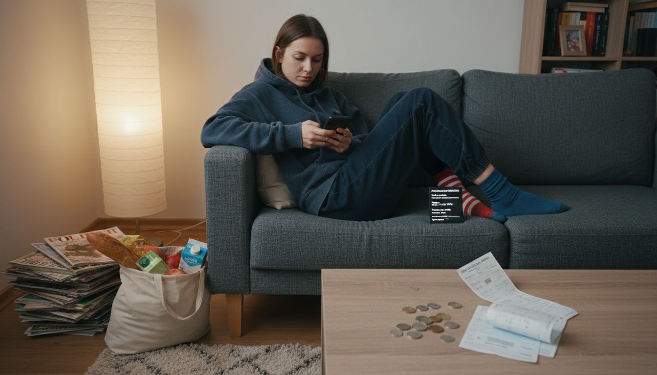 Kobieta sprawdza domowy budżet