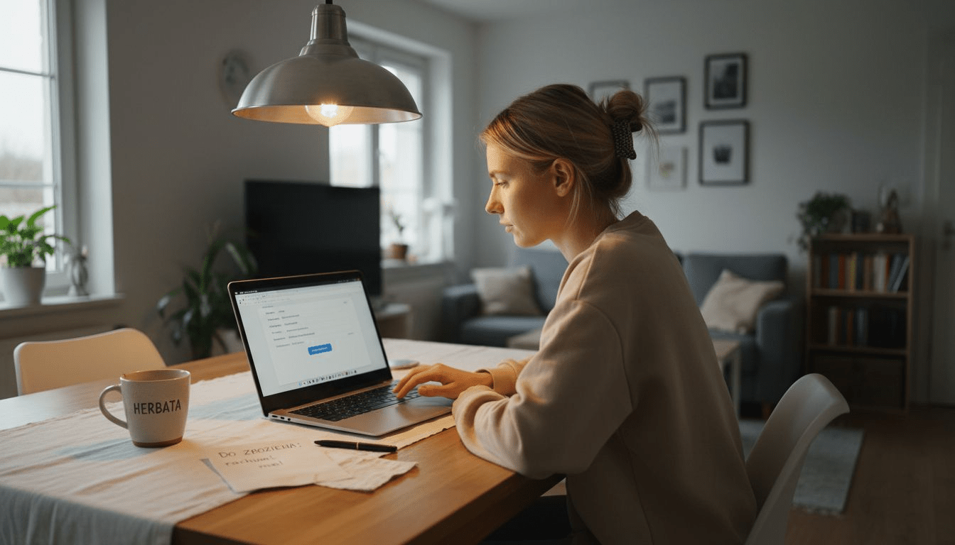 Użytkownik wypełnia formularz przez internet.