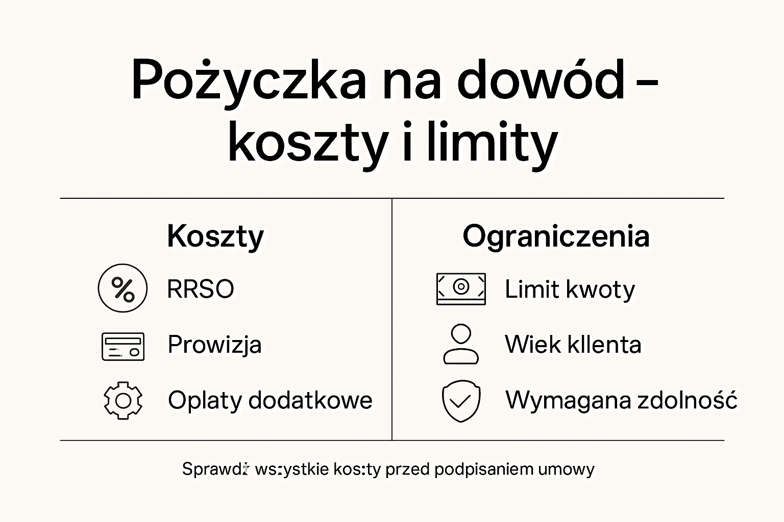 Porównanie kosztów pożyczek na dowód – infografika