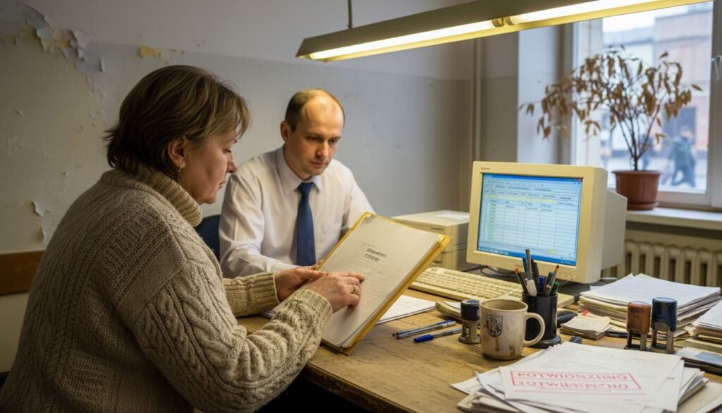 Kobieta ubiega się o pożyczkę w placówce bankowej.