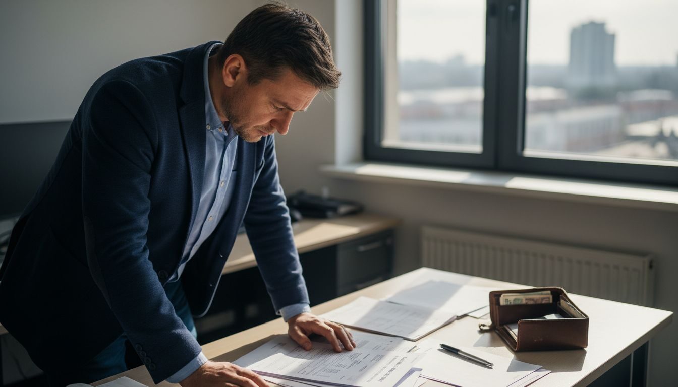 Pracownik KRD analizujący dokumenty przy swoim biurku