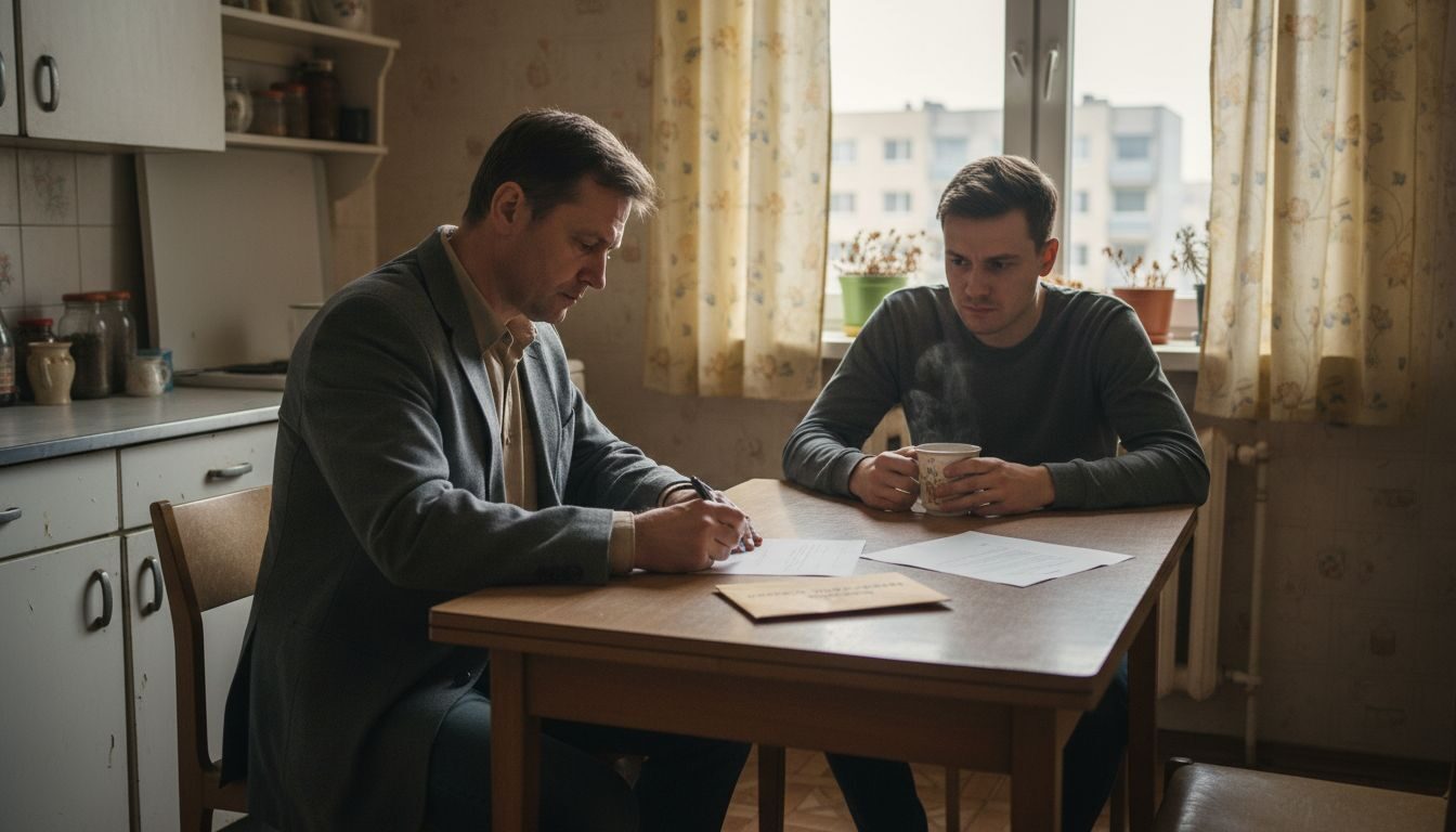 Dwoje ludzi rozmawia o warunkach pożyczki.