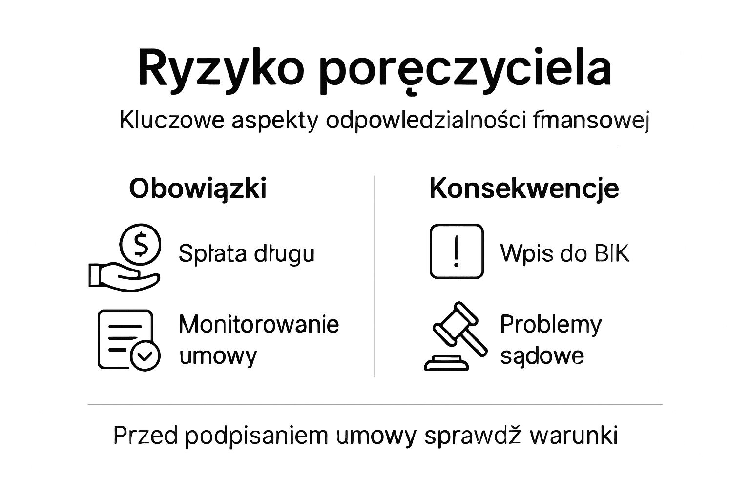 Infografika: na co naraża się poręczyciel i jakie ma obowiązki?