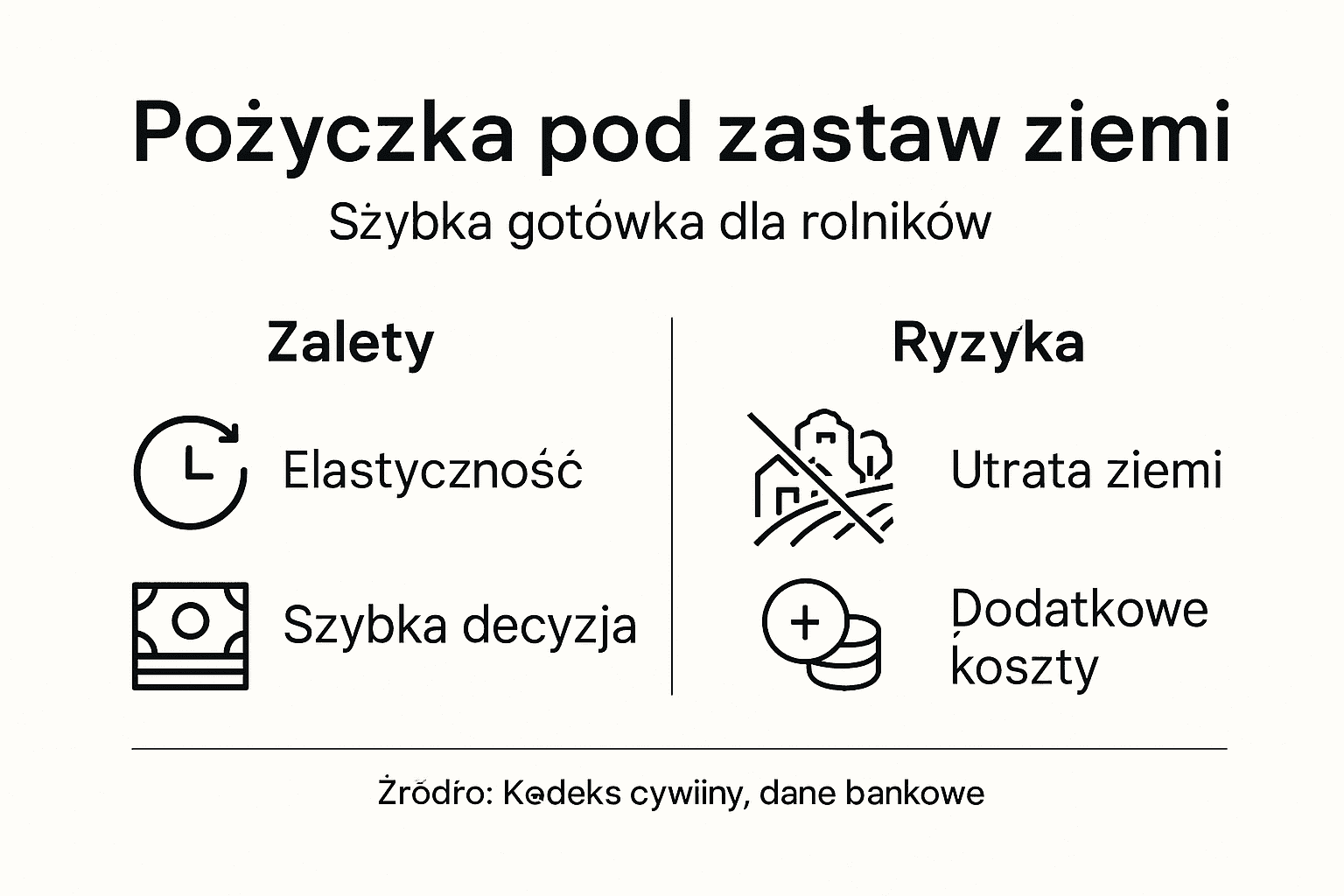 Infografika: plusy i minusy pożyczki dla rolników