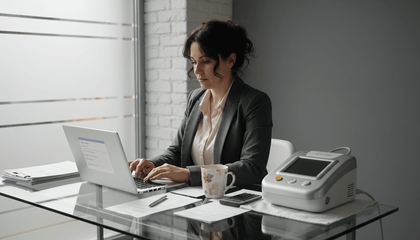 Kierownik salonu omawia z zespołem możliwości finansowania zakupu nowego wyposażenia do biura.