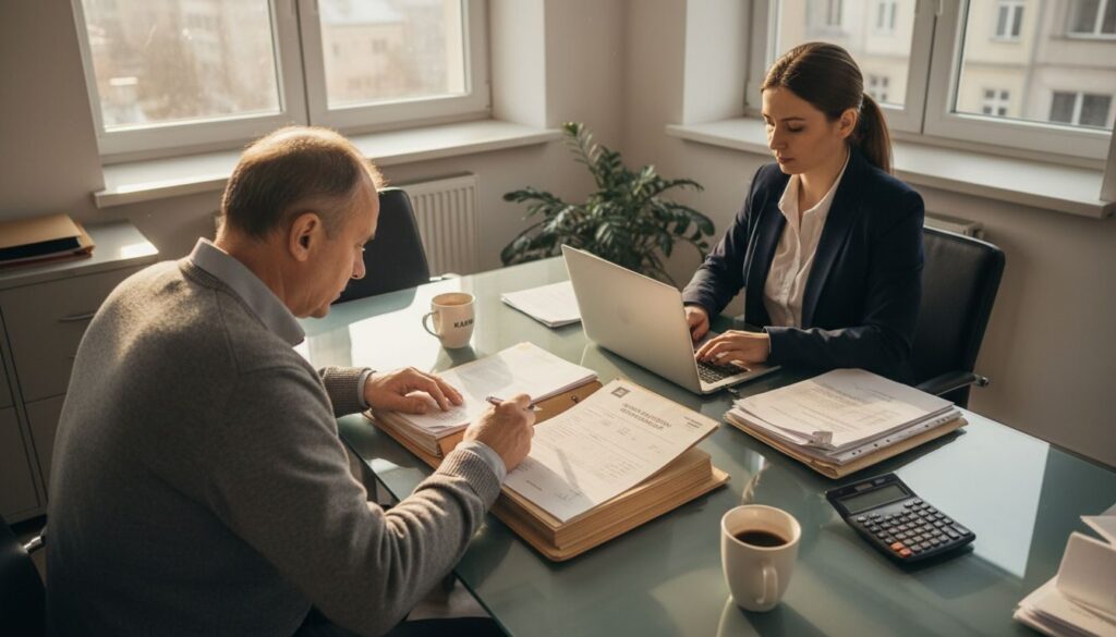 Spotkanie z doradcą kredytowym w jasnym, przytulnym oddziale banku
