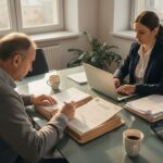 Spotkanie z doradcą kredytowym w jasnym, przytulnym oddziale banku