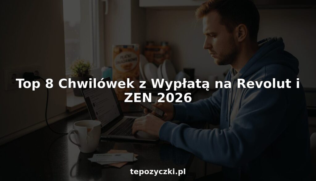 Młody mężczyzna ubiega się o pożyczkę przez internet, korzystając z laptopa i smartfona.