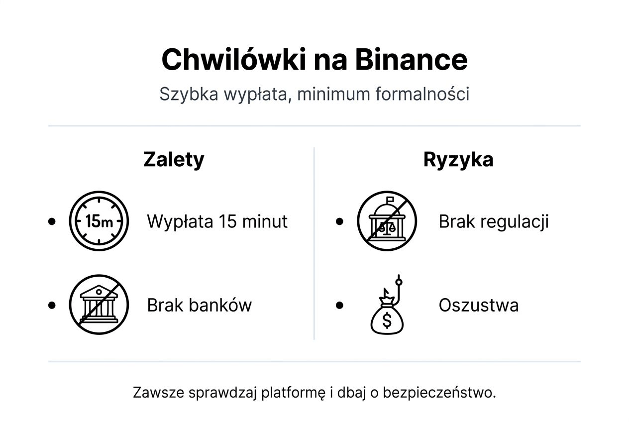 Infografika przedstawiająca zalety i potencjalne zagrożenia związane z pożyczkami kryptowalutowymi