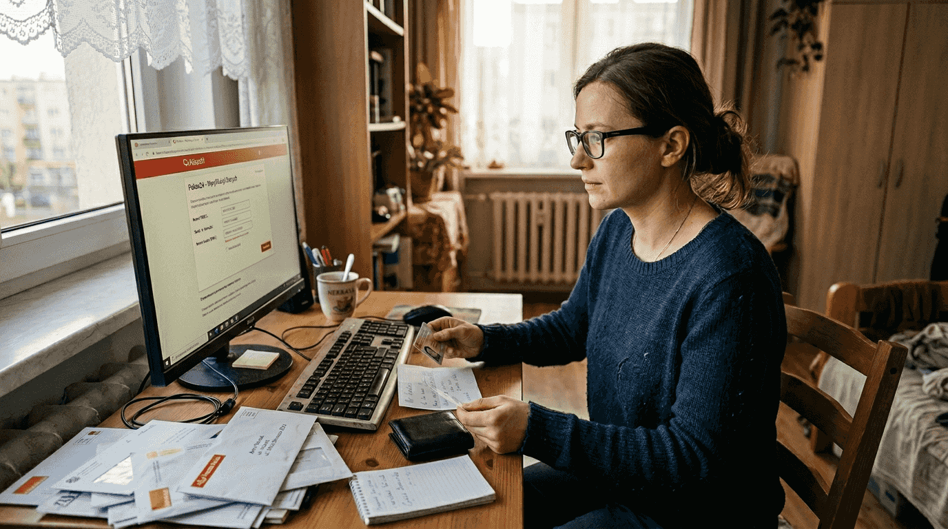 Klientka przechodząca bezpieczną weryfikację tożsamości na smartfonie przed uzyskaniem finansowania