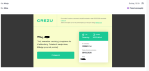Zrzut ekranu przedstawiający wiadomość e-mail od Crezu otrzymaną po złożeniu formularza o pożyczkę w serwisie Crezu – dowód na przekazanie danych.