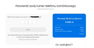 Widok panelu autoryzacji wniosku o pożyczkę za pomocą kodu SMS lub e-mail – finalny krok potwierdzenia danych w systemie.