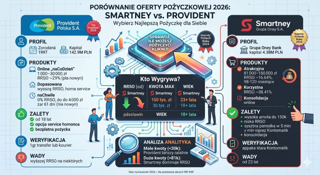 Provident czy Smartney 2026 Przeanalizowałem Liderów Rynku. Wielkie Porównanie RRSO i Zaufania!