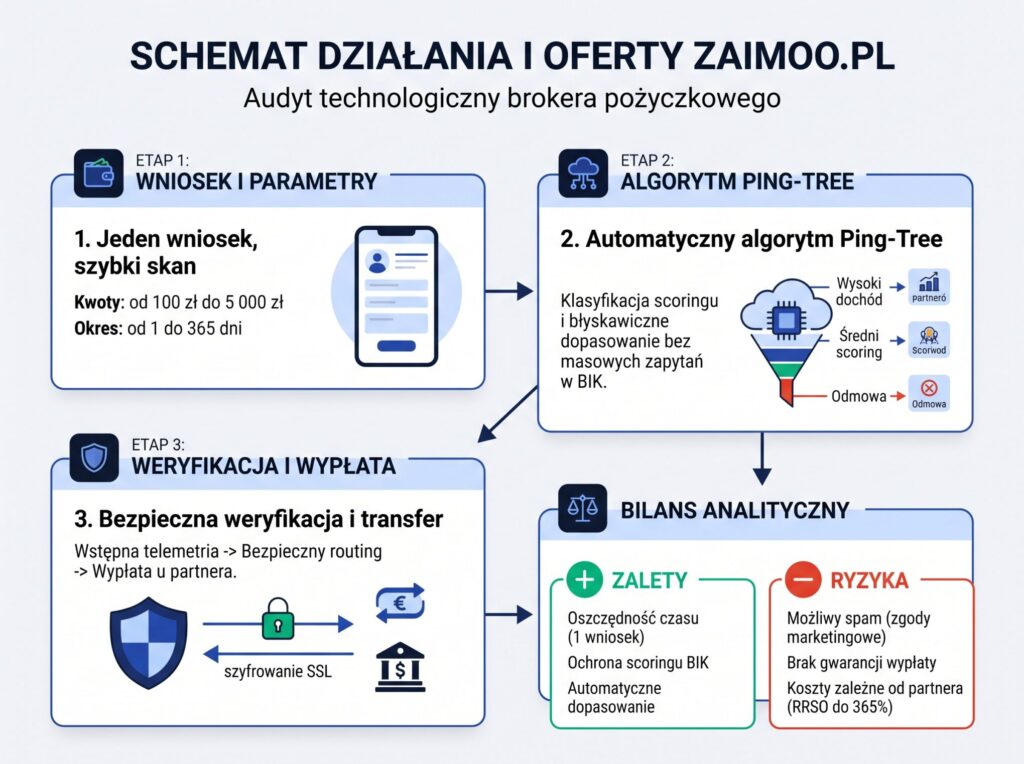 Zaimoo.pl Opinie – Twardy audyt brokera i test algorytmu dopasowania